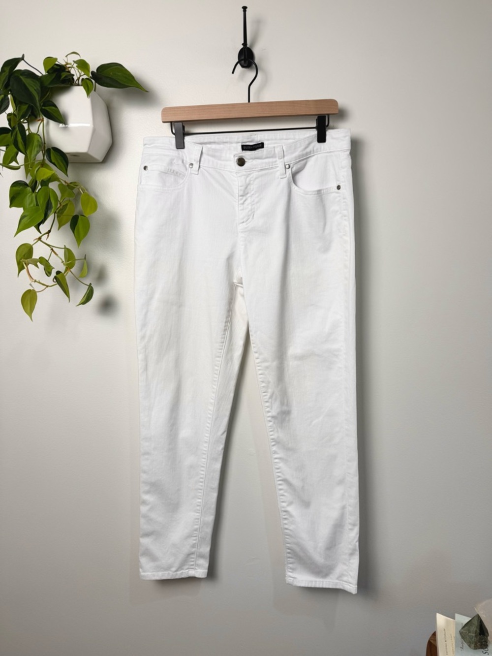 Eileen Fisher White Straight Organic Cotton Jeans Size 10 Minimalist Coastal